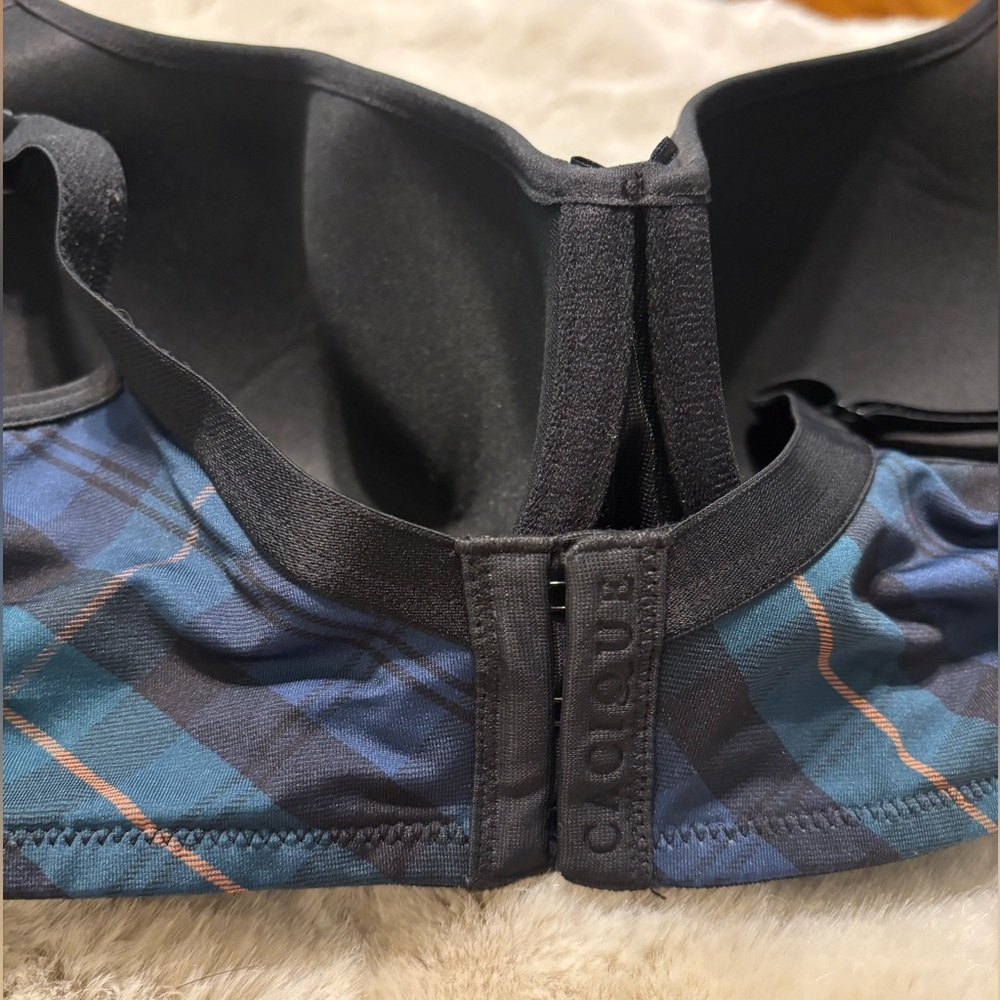 Cacique 42D Plaid Lace Bra – Blue/Green Tartan with Black Lace Overlay - Picture 5 of 8